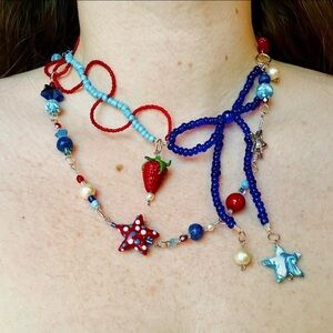Patriotic Picnic- Handmade 4th of July Necklace